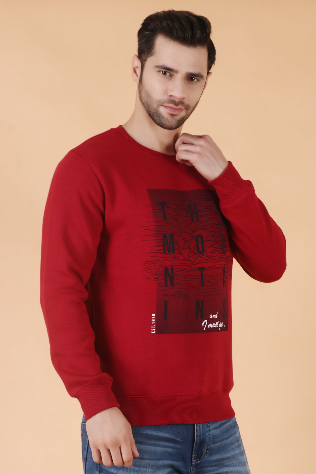 Stylox Regular Fit Round Neck Full Sleeve Printed Sweatshirt for Men's