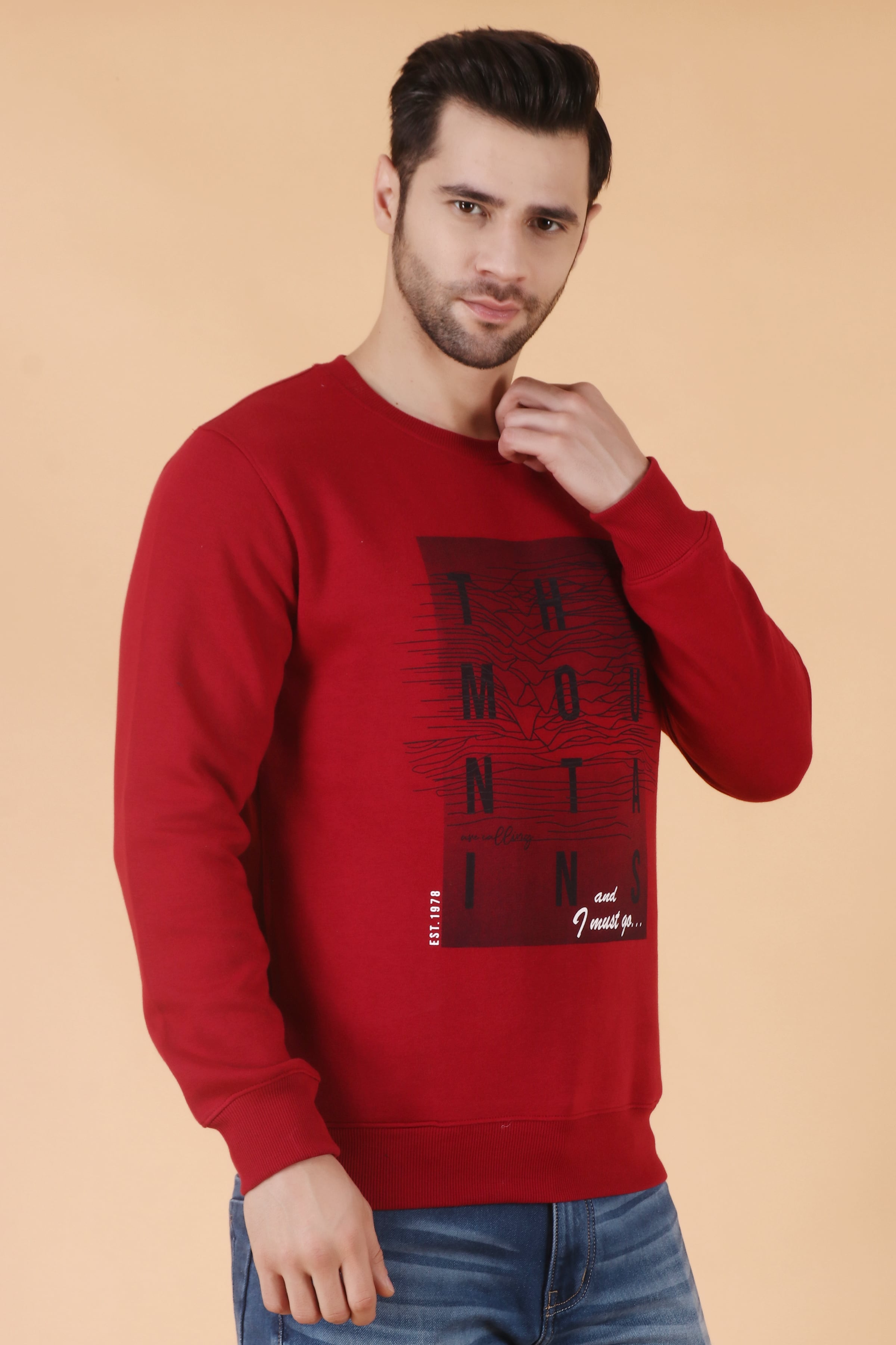 Stylox Regular Fit Round Neck Full Sleeve Printed Sweatshirt for Men's