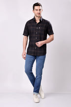 Stylox Men's Regular Fit Half Sleeve Casual Check Shirt