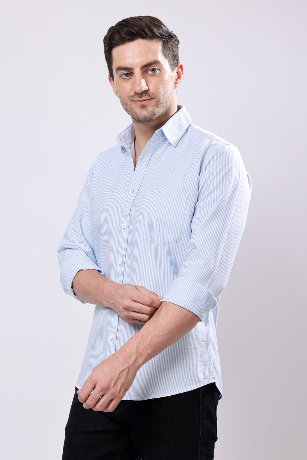 Stylox Regular Fit Full Sleeve Casual Stripes Shirt For Men's