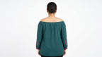 Teal Embroidered Off-Shoulder Tunic Top