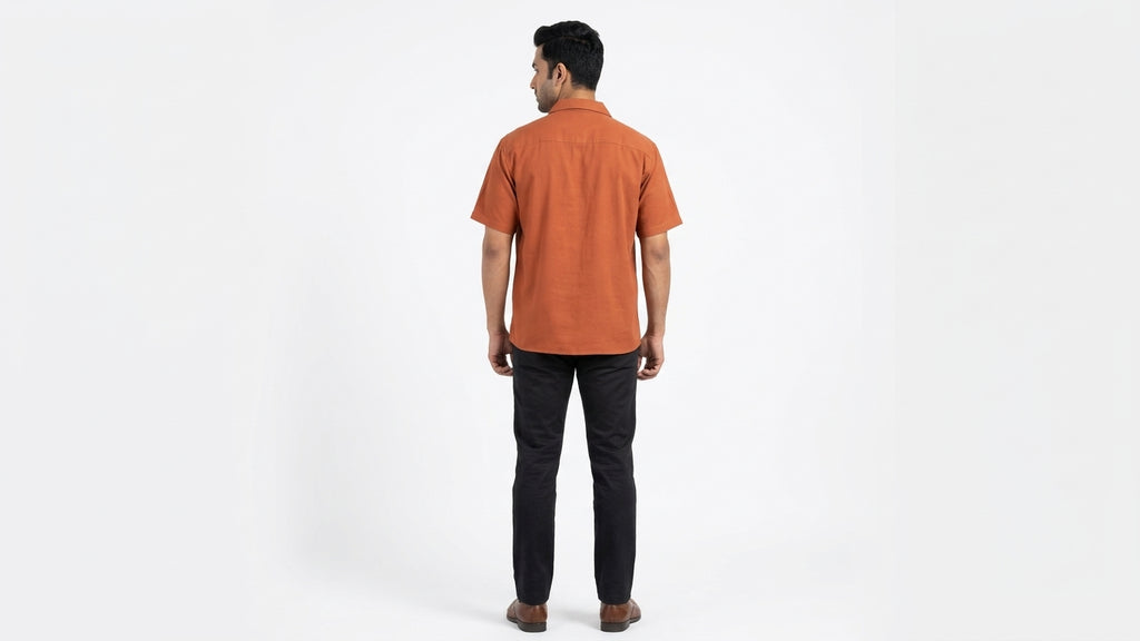 Women's Burnt Orange Collared Casual Shirt