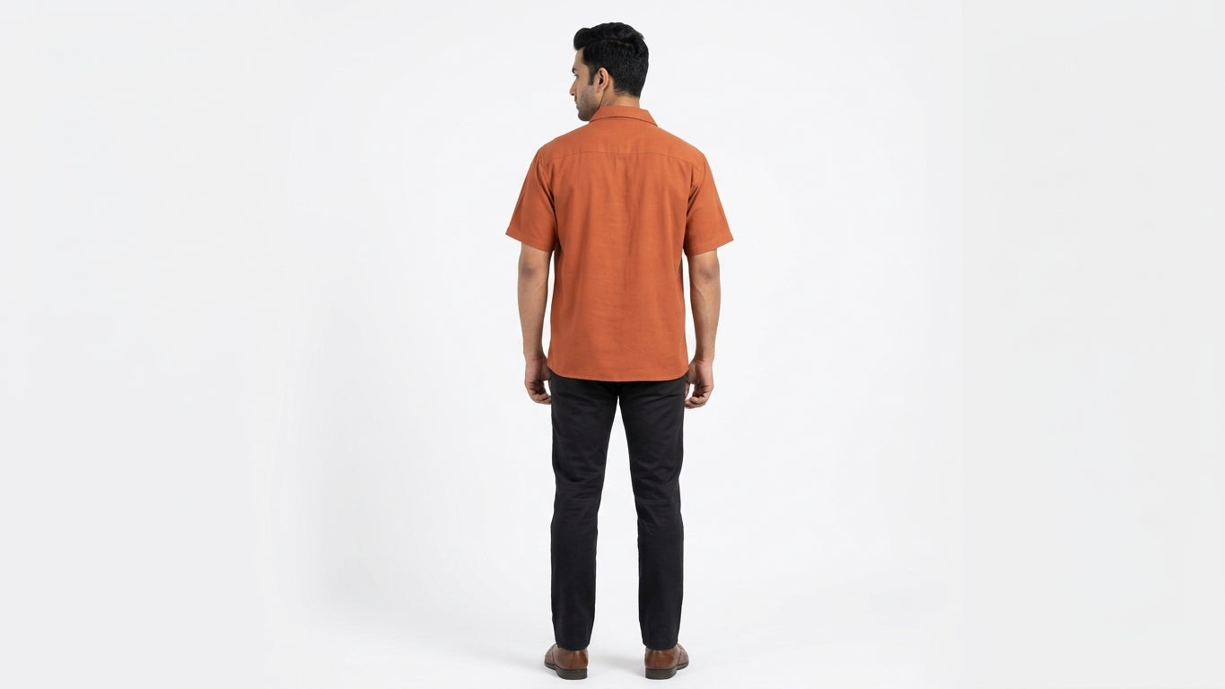 Women's Burnt Orange Collared Casual Shirt