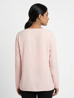 Light Pink V-Neck Long Sleeve Top