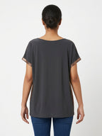 Women's Bronze Metallic Shimmer Relaxed Fit Top