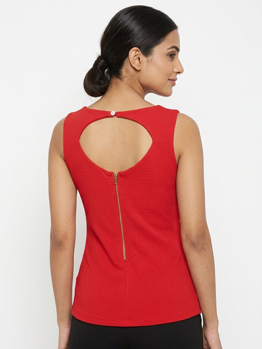 VESTRY Top Casual Red Blended