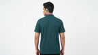 Teal Band Collar Casual Button-Down Top