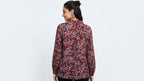 Burgundy Floral Print Long Sleeve Tunic Top