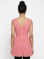 Pink Lace V-Neck Sleeveless Top