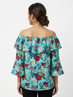 Women's Floral Print Off-Shoulder Ruffle Top