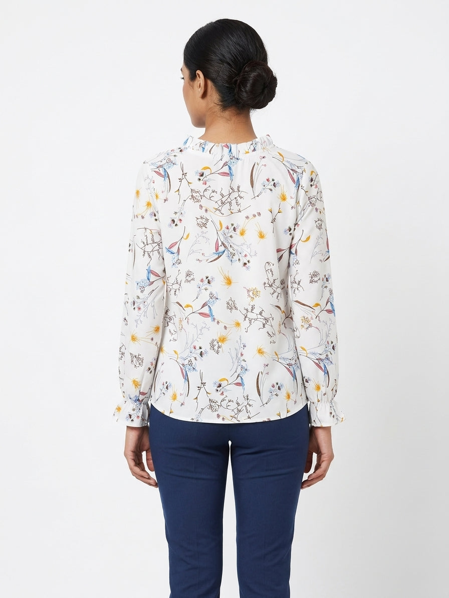 Top Casual White Polyester