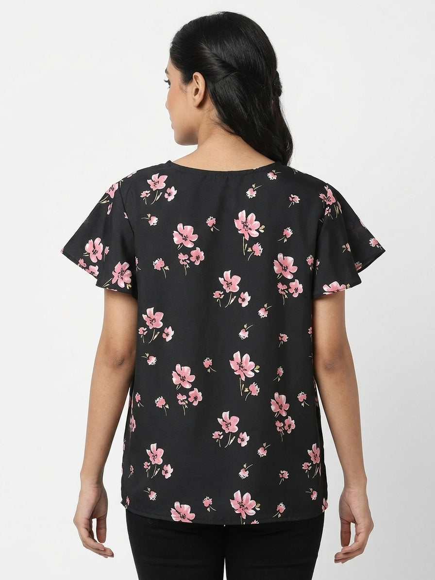 Oomph Top Casual Black Polyester