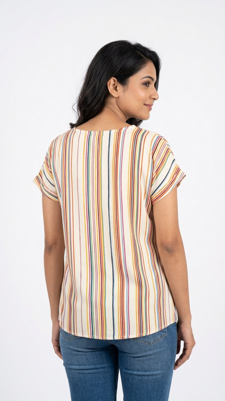 Top Casual Beige Blended