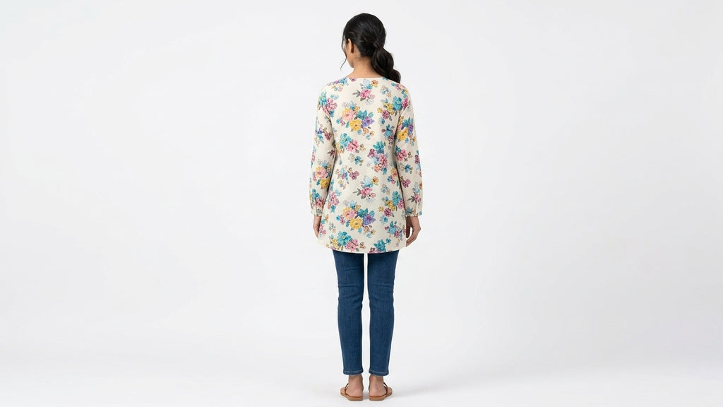 Denim Jeans & Casuals Kurti Casual Cream Viscose