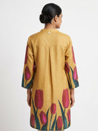 Bhama Couture Gold Geometric Pattern Collared Top