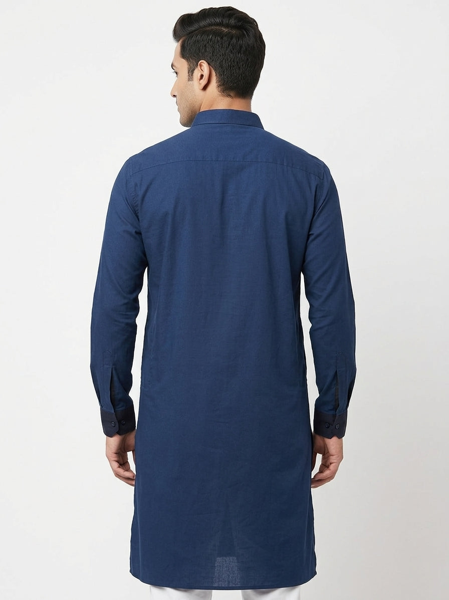 Kurta Casual Navy Cotton