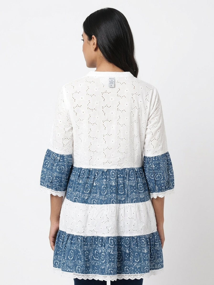 White Top with Detailed Neckline