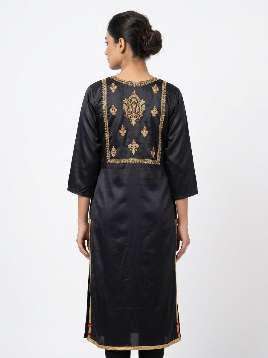 Kurti Formal Black Silk & Blended