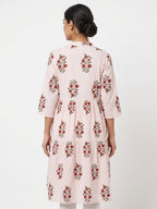 Pink Floral Print Relaxed Fit Kurti