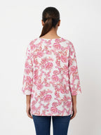 Pink Moon Top Casual White Cotton