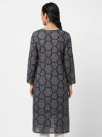 Navy Blue Ethnic Printed Kurti