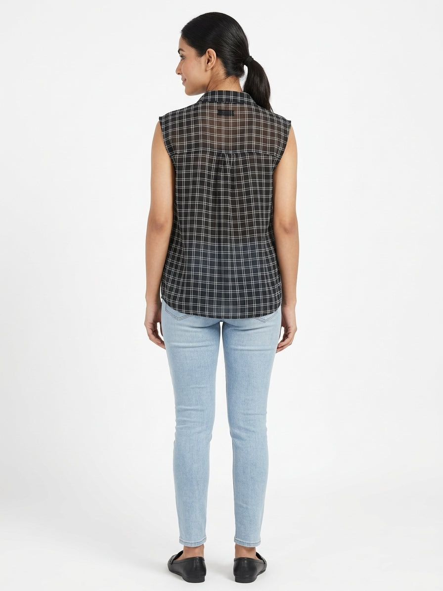 Dioof Top Casual Black Polyester