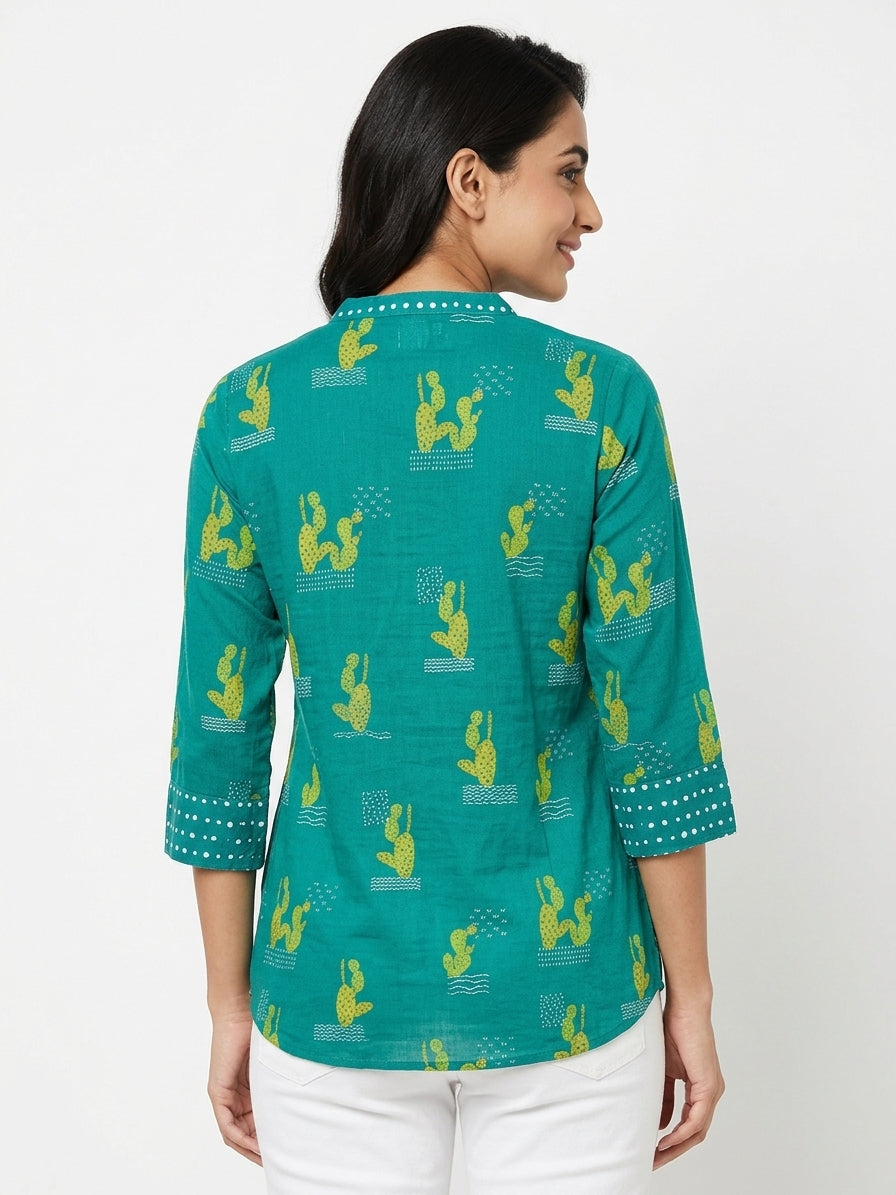 Max Kurti Casual Teal Viscose