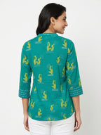 Max Kurti Casual Teal Viscose