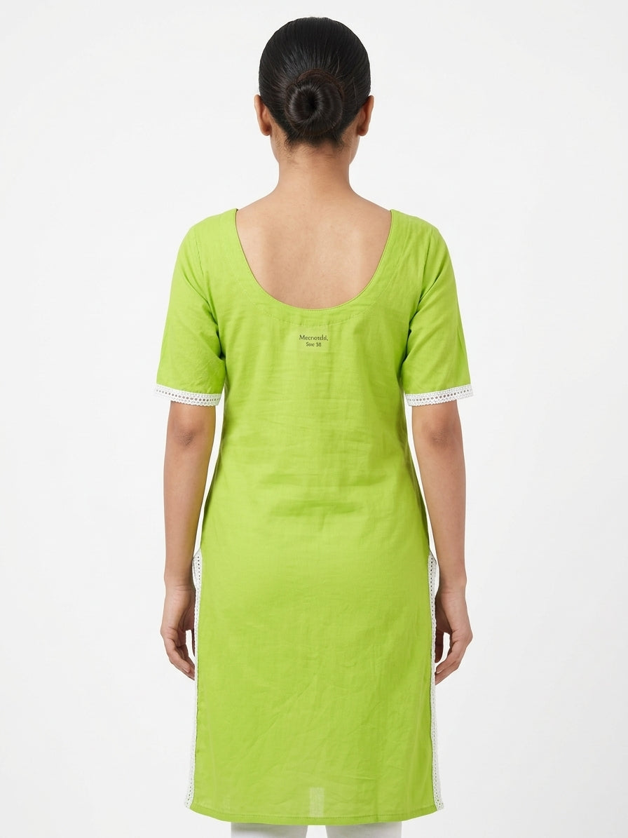 Meeranshi Kurti Casual Green Cotton