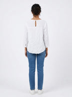 Women's White Textured Casual Top