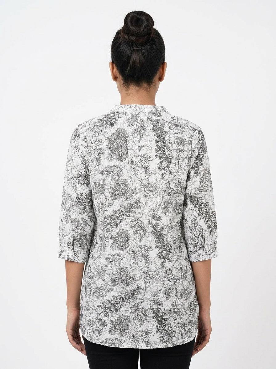 ZORRA Women's Green Leaf Print Blouse Top - Size M