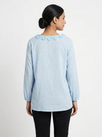 Top Casual Blue Polyester & Blended