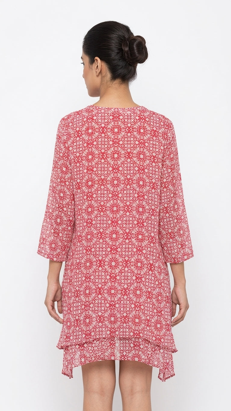 Tunic Casual Red Polyester