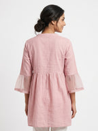 Pink Embroidered Relaxed Fit Kurti