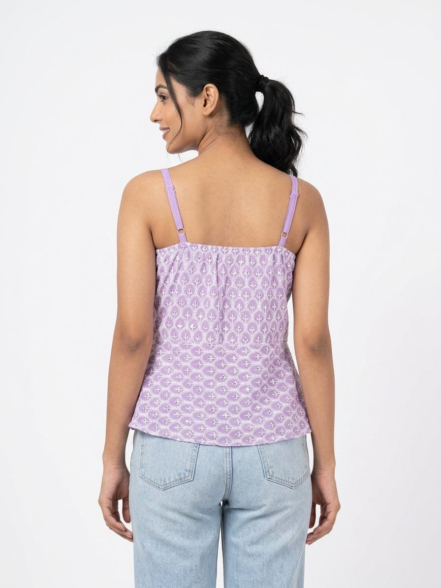 Lavender Embroidered Sleeveless Top