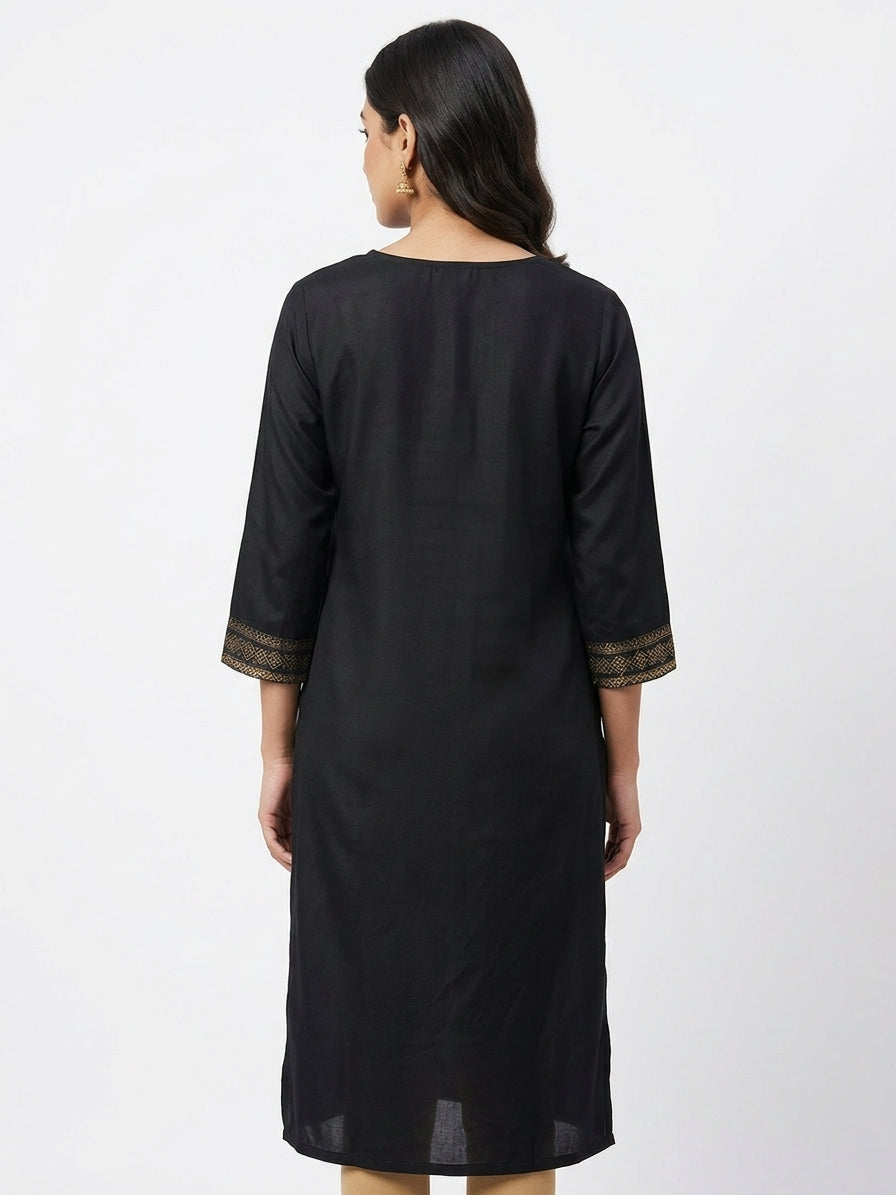 Soch Kurti Casual Black Viscose