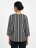 Black and White Striped Relaxed Fit Top