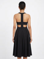 Black Halter Neck Flare Dress