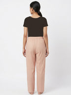Peach Zig-Zag Print Casual Trousers