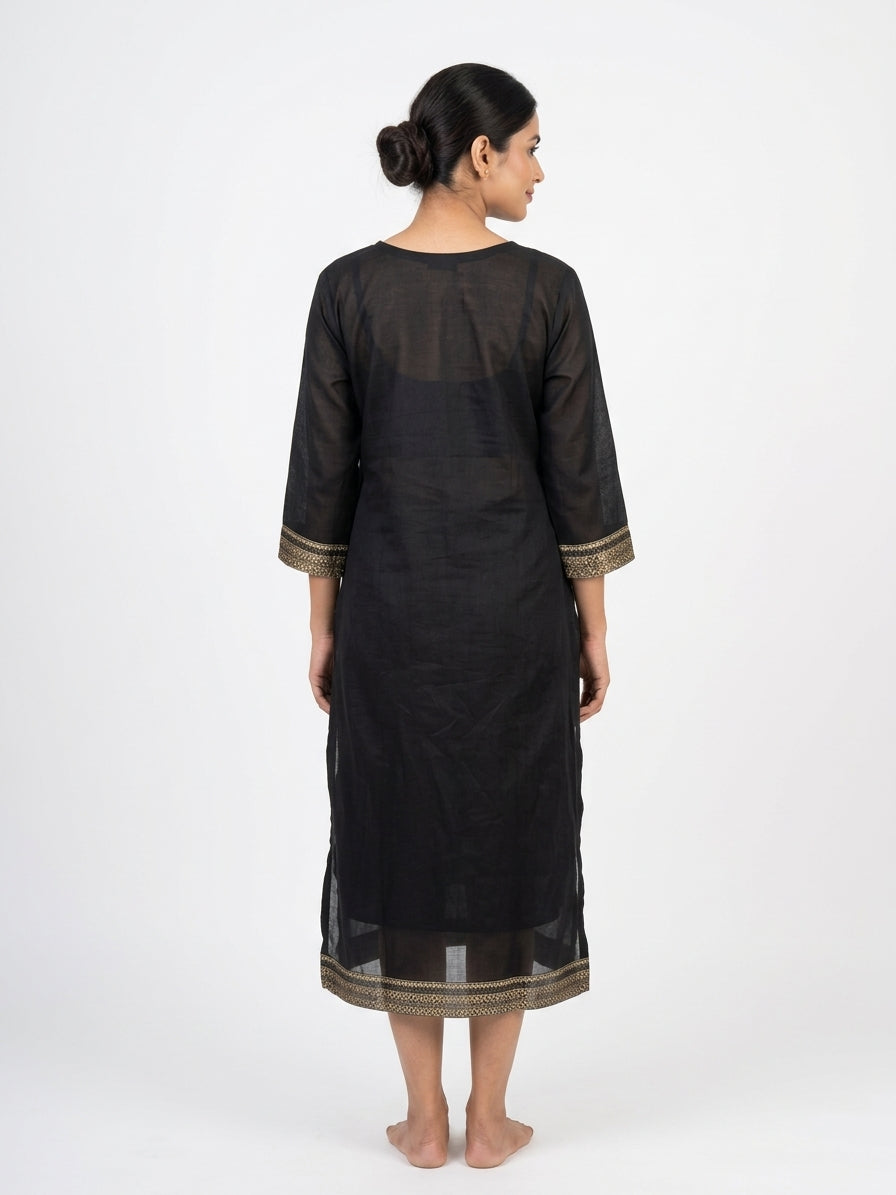 Kurti Casual Black Silk