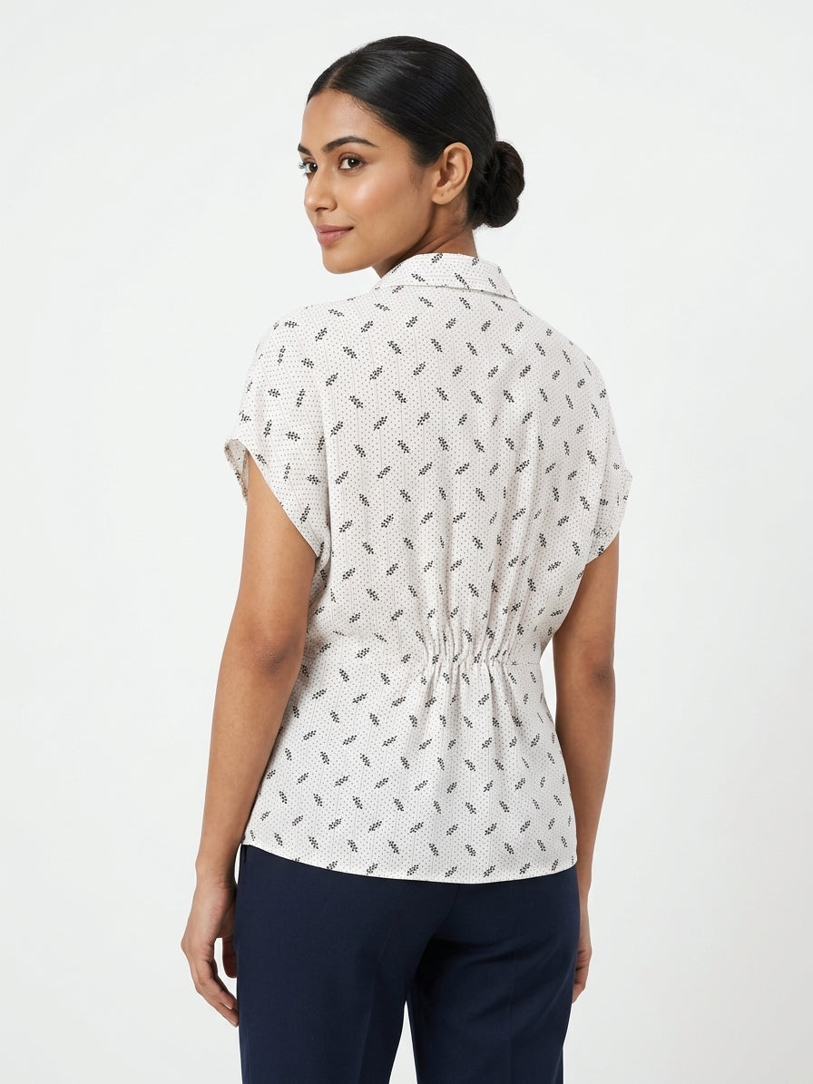 Annabelle White Blouse with Polka Dot and Floral Print