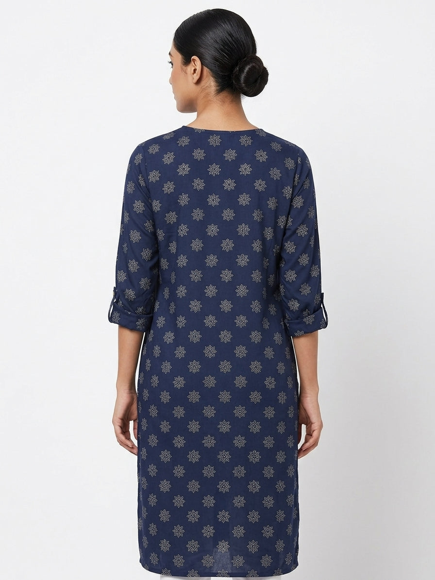 Kurti Casual Navy Viscose