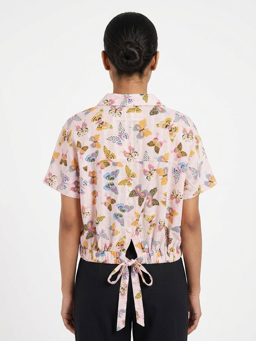 People Brand Pink Abstract Print Blouse