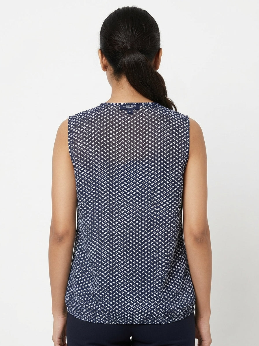 Austin Reed Top Casual Navy Polyester