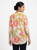 Women's Floral and Animal Print V-Neck Relaxed Fit Top