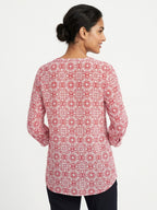 The Limited Red & White Floral Pattern Blouse Top