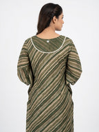 Green and Brown Striped Tunic with Crochet Trim