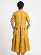 Yellow Printed Embellished Kurti