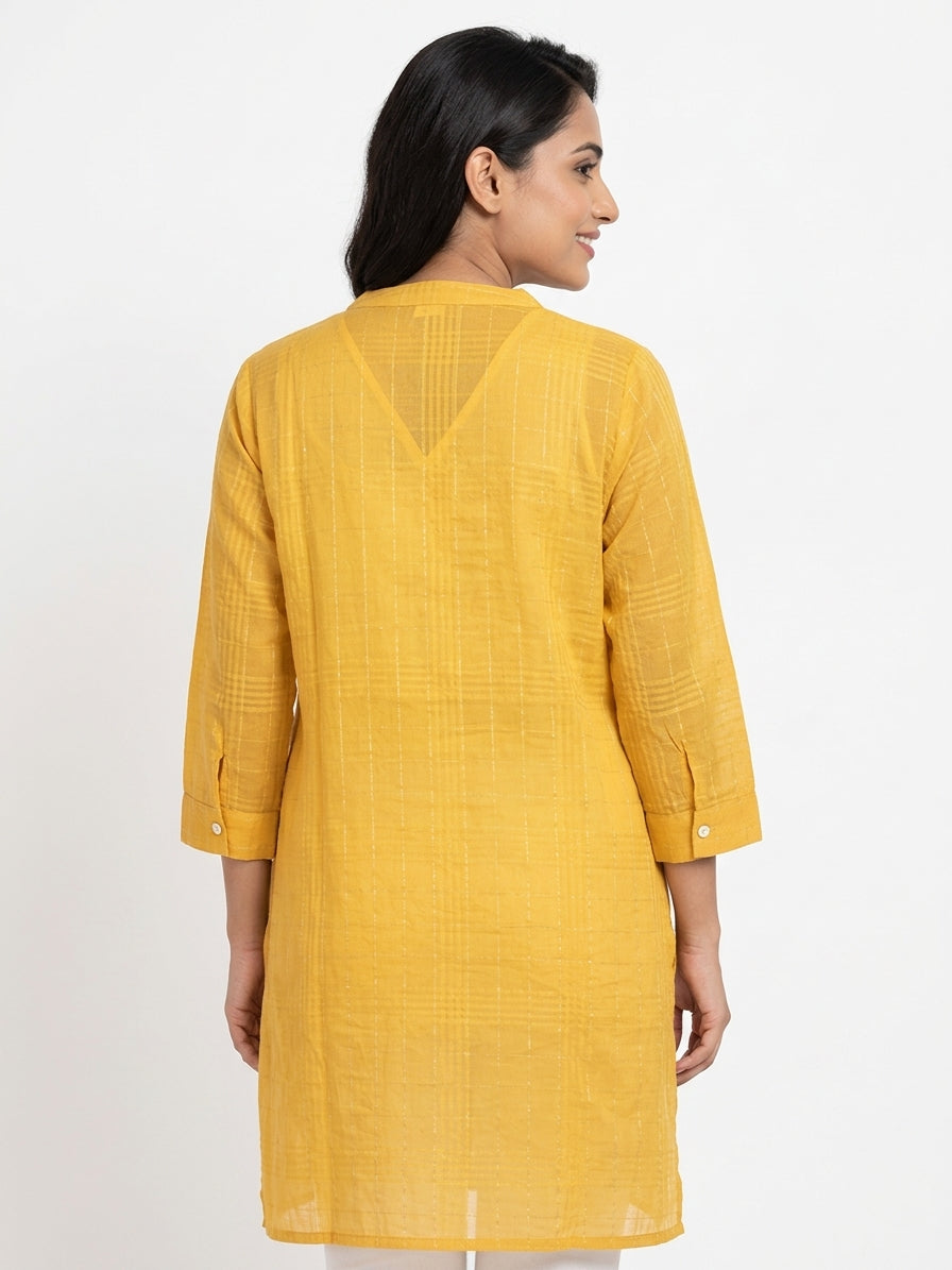 XXL Sheer Golden Yellow Textured Top