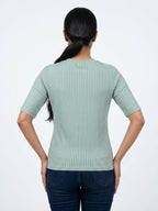 fig XS Ribbed Knit Top in Mint Green